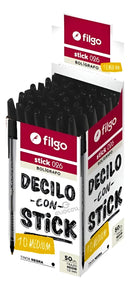 Boligrafo Lapicera Birome Caja X 50 Unidades Tinta Negro Exterior Transparente